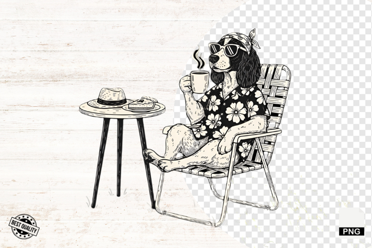 Vintage Summer Dog Png Sublimation - Summer Dog Clipart