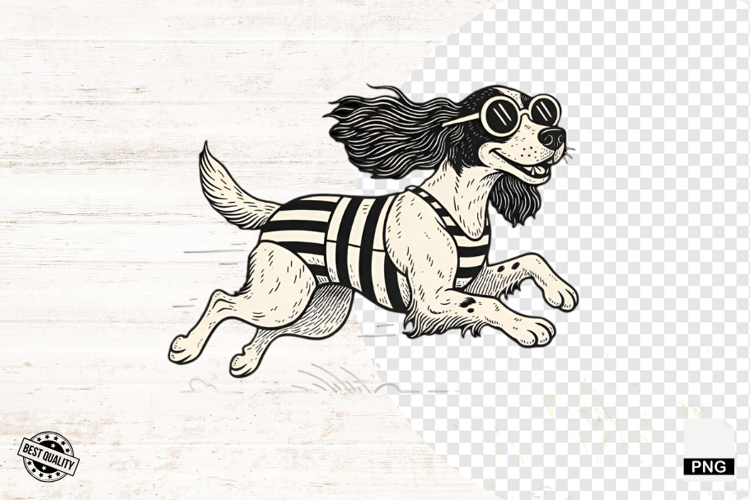 Vintage Summer Dog Png Sublimation - Summer Dog Clipart