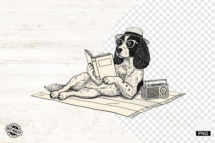 Vintage Summer Dog Png Sublimation - Summer Dog Clipart
