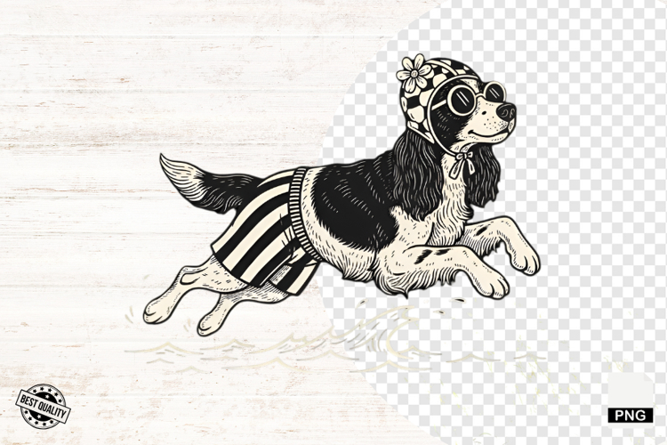 Vintage Summer Dog Png Sublimation - Summer Dog Clipart