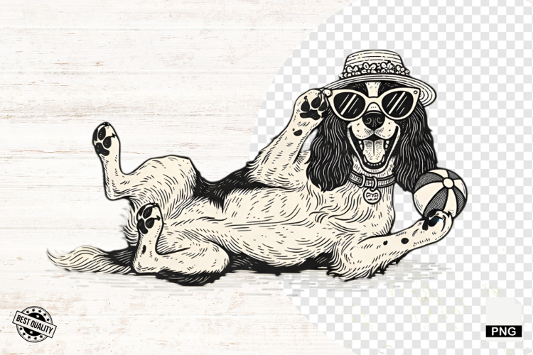 Vintage Summer Dog Png Sublimation - Summer Dog Clipart