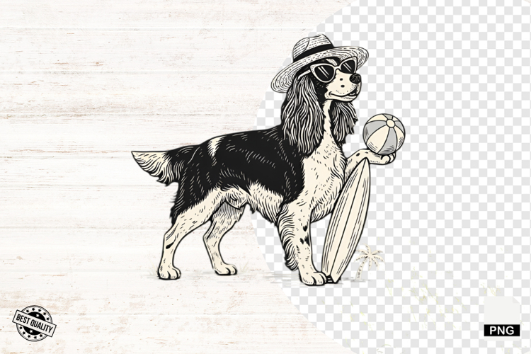 Vintage Summer Dog Png Sublimation - Summer Dog Clipart
