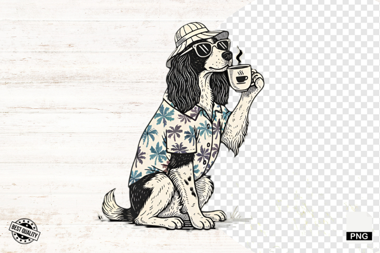 Vintage Summer Dog Png Sublimation - Summer Dog Clipart
