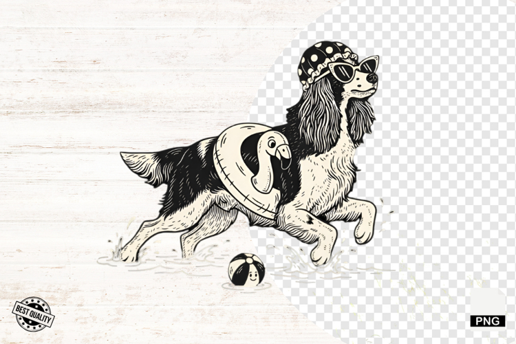 Vintage Summer Dog Png Sublimation - Summer Dog Clipart