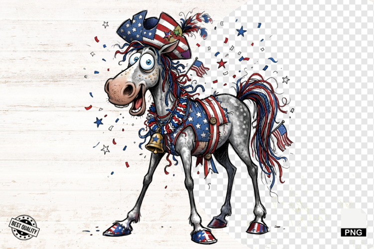 Whimsical Patriotic Horse - Funny Horse Clipart