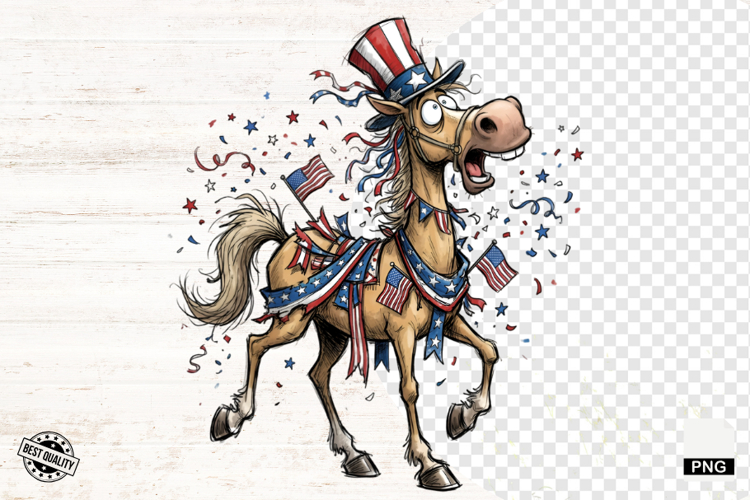 Whimsical Patriotic Horse - Funny Horse Clipart