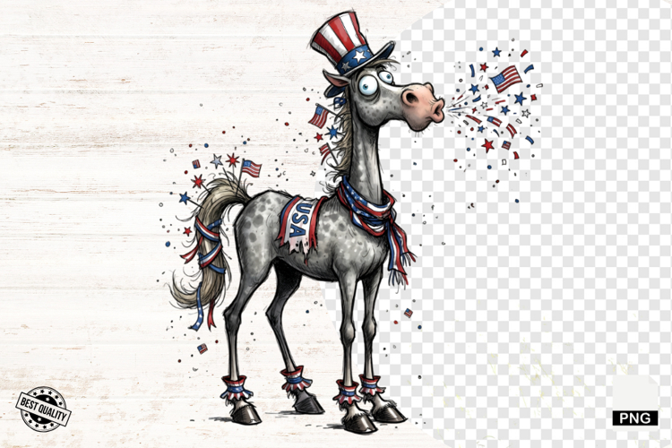 Whimsical Patriotic Horse - Funny Horse Clipart