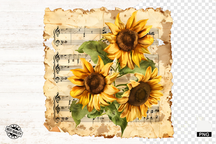 Floral Music Sheets Clipart
