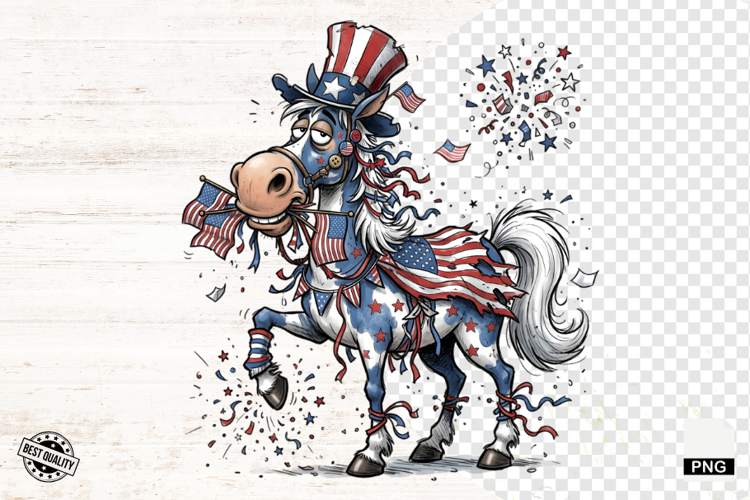 Whimsical Patriotic Horse - Funny Horse Clipart