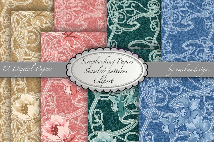 Art Nouveau Scrapbook Digital Paper Pattern