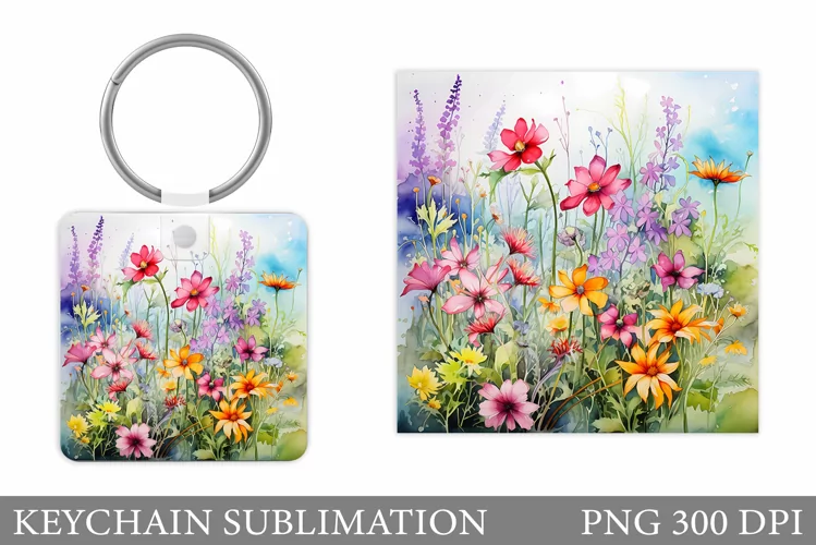Flowers Keychain Sublimation. Wildflowers Keychain Design