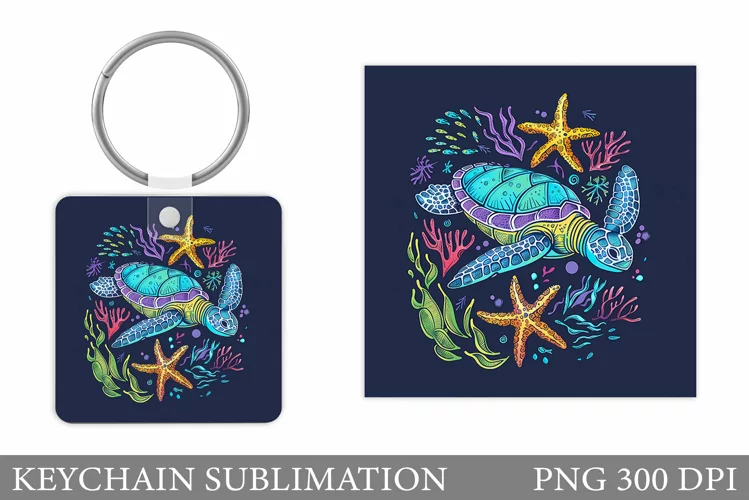 Turtle Keychain Sublimation. Turtle Keychain Design