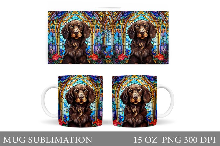 Stained Glass Dog Mug Wrap Design. Dog Mug Wrap Sublimation