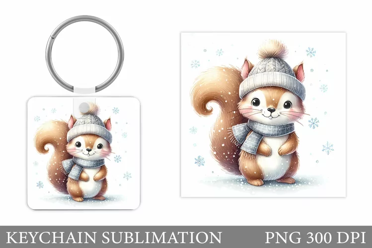 Christmas Squirrel Keychain. Christmas Keychain Design