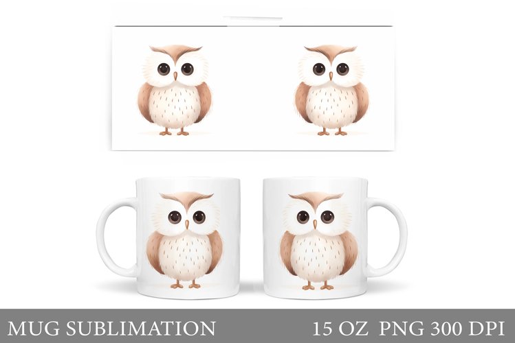 Cute Owl Mug Wrap Design. Owl Mug Wrap Sublimation