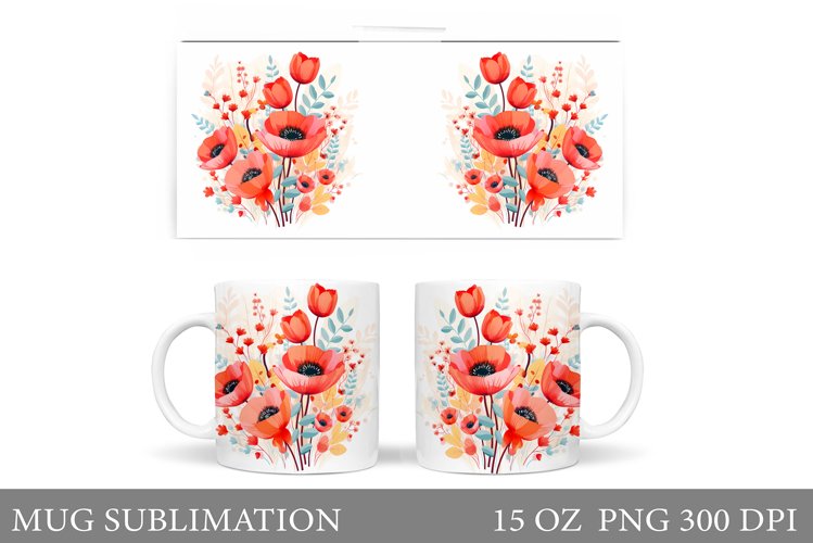 Flowers Mug Sublimation. Wildflowers Mug Design example image 1