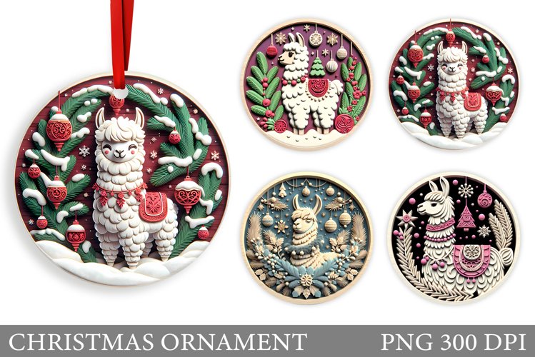 Cute Lama Christmas Ornament. Christmas Ornament Sublimation example image 1