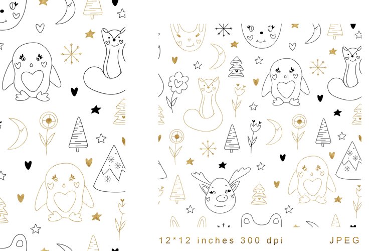 Scandi Animals Digital Paper. Baby Animals Seamless Pattern example image 1