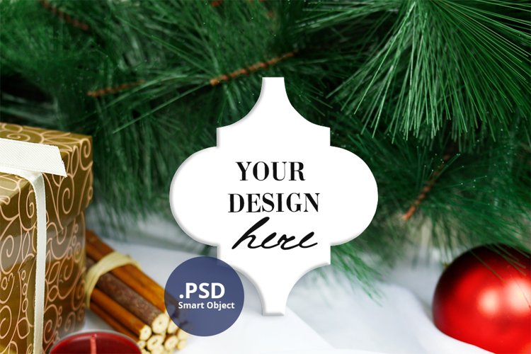 Arabesque tile mockup, Christmas Ornament mockup PSD & PNG