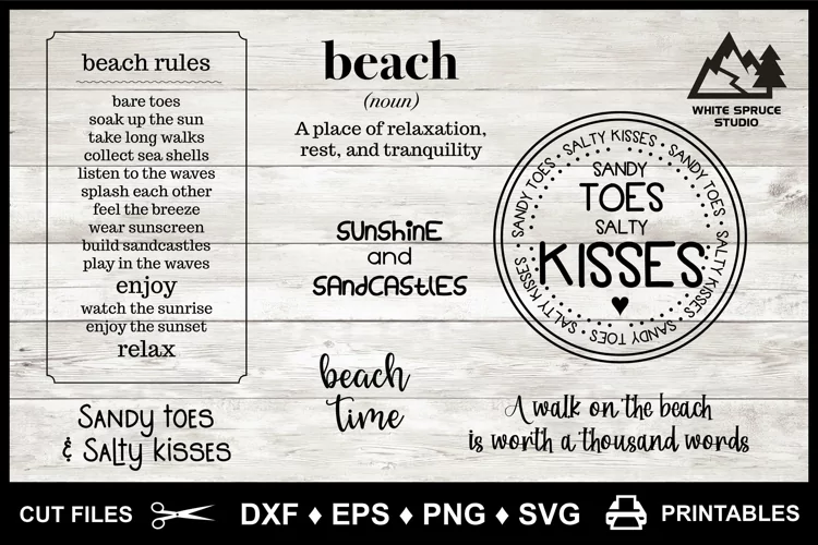 Beach Words Collection DXF EPS PNG SVG