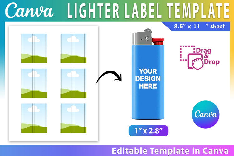 Lighter label Canva Editable Template, Sublimation Template,