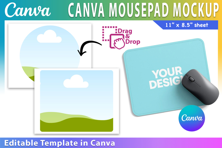 Mouse Pad Bundle Canva Template,Editable Rectangle Mouse Pad