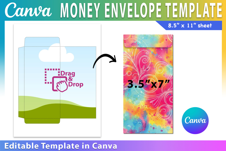 Money Holder, Money Envelope Template, Canva Case Envelope