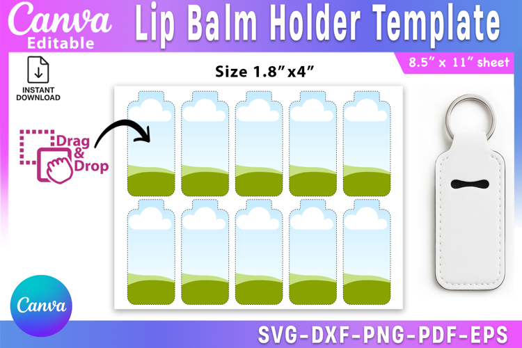 Lip Balm Gift Holder Template, Chapstick Sleeve Key Holder,