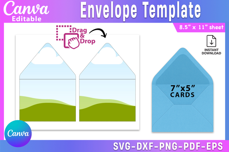 5x7 Envelope Template Svg, Wedding Envelope Template