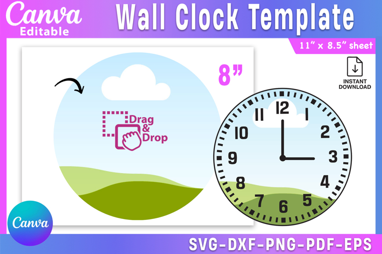 Clock Sublimation Template, Wall Clock Template