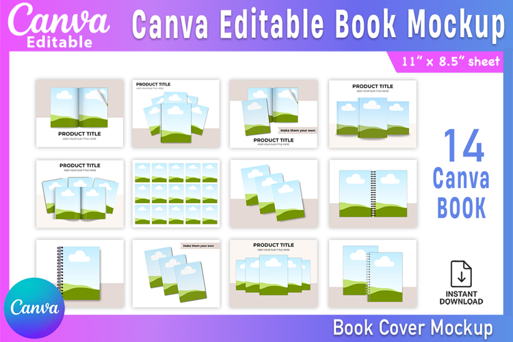 14 Canva Notebook Mockup Bundle