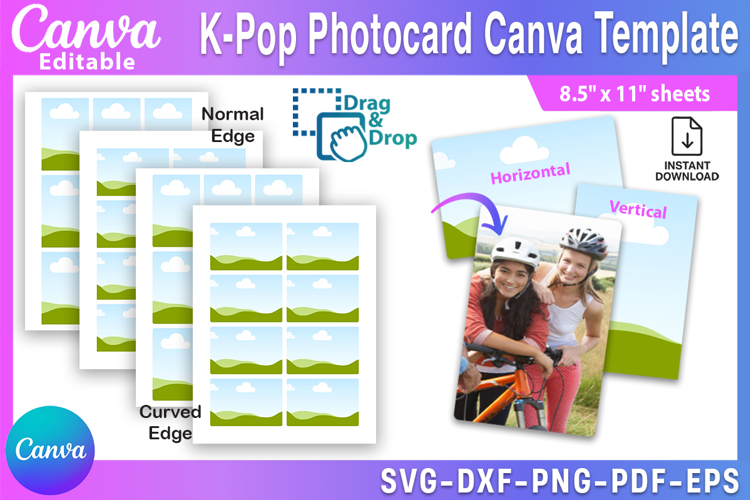 K-Pop Photocard Canva Template Bundle | Normal & Curved edge example image 1