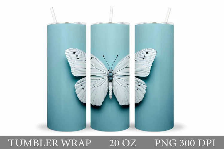 3D Butterfly Tumbler Sublimation. Butterfly Tumbler Design