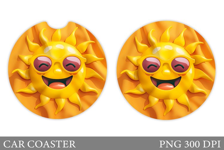 Positive Sun Car Coaster. Cute Sun Coaster Sublimations example image 1