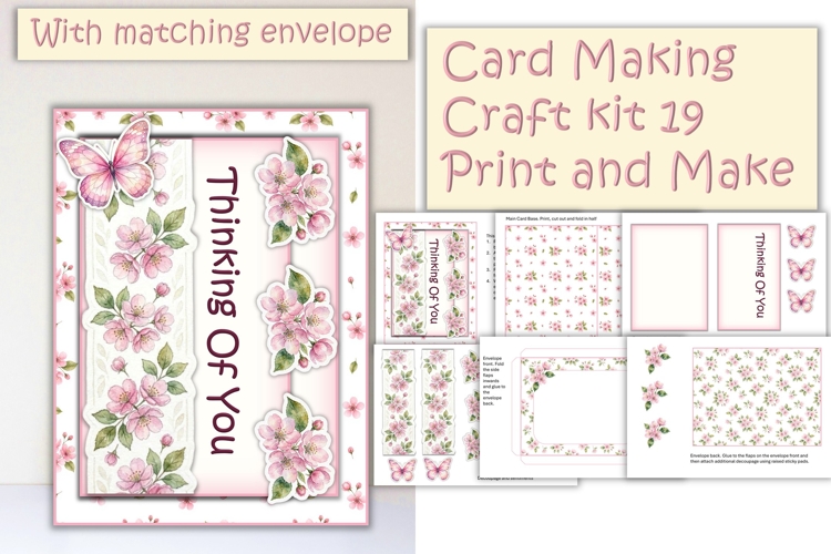 Summer Apple Blossom Card Making Kit 19 with matching en