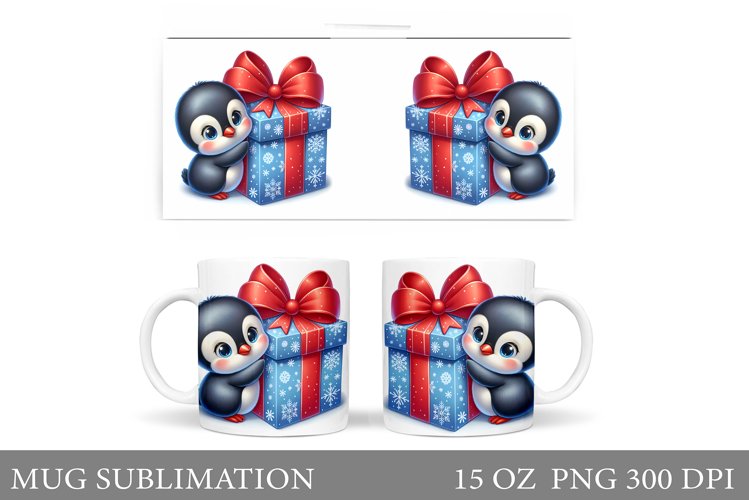 Christmas Penguin Mug Design. Christmas Mug Sublimation example image 1