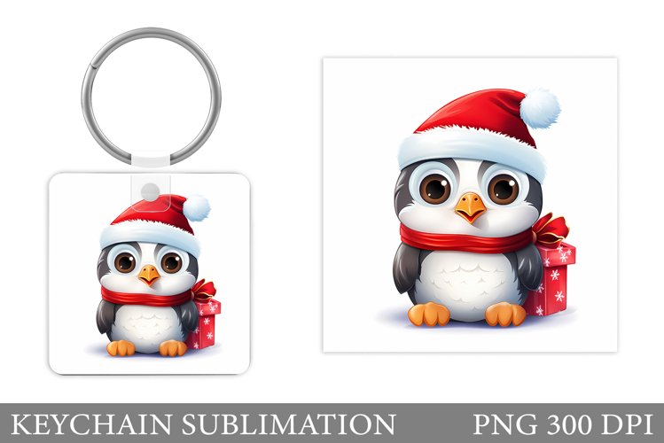 Christmas Penguin Keychain. Cute Penguin Keychain example image 1