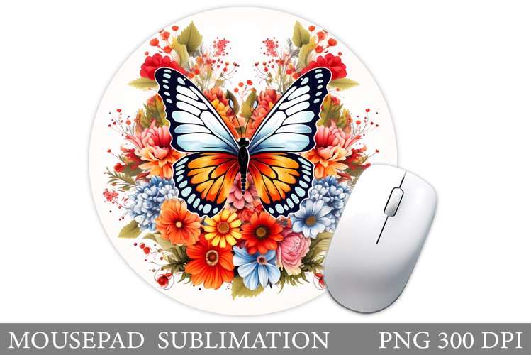 Butterfly Mouse Pad Sublimation. Flowers Mouse Pad Design