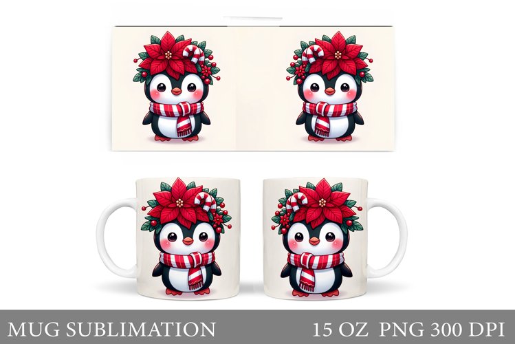Christmas Penguin Mug Design. Christmas Mug Sublimation example image 1