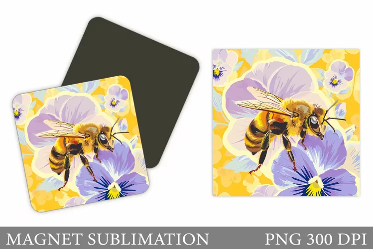 Bee Magnet Design. Flowers Magnet Sublimation
