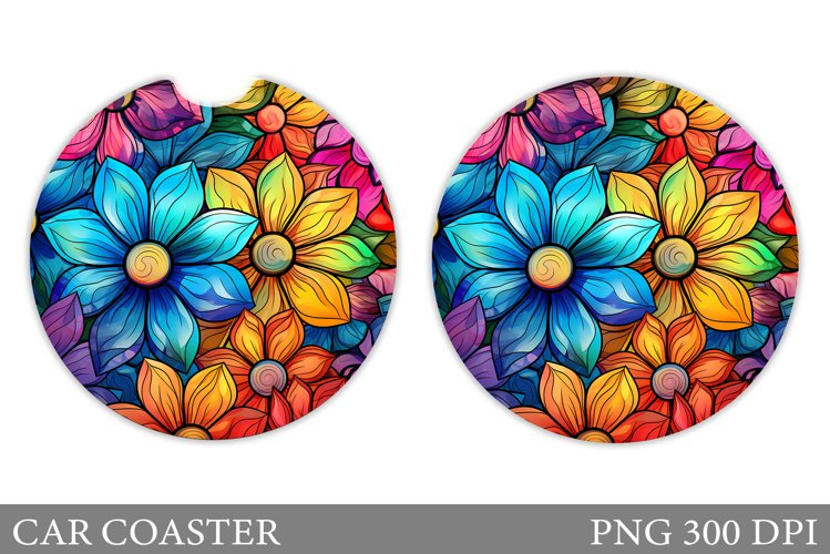 Rainbow Flowers Car Coaster. Flowers Car Coaster Design