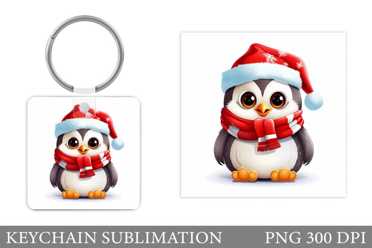 Cute Christmas Penguin Keychain Sublimation example image 1