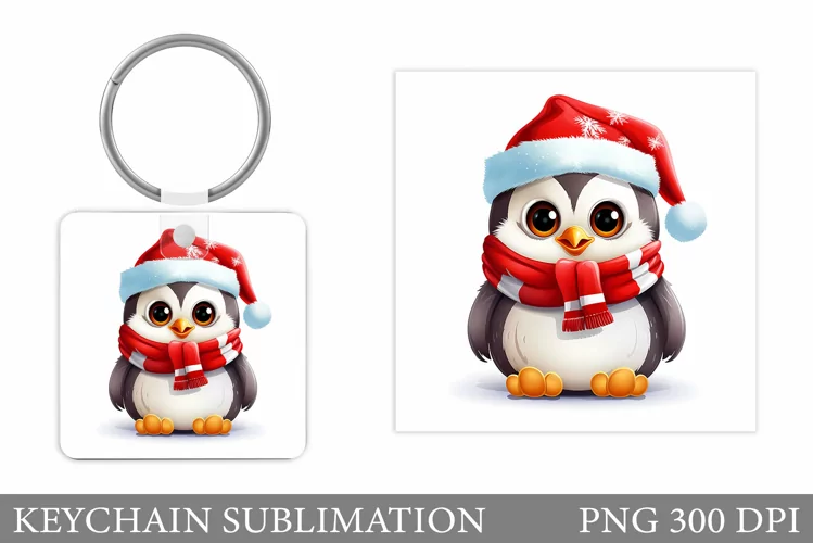 Cute Christmas Penguin Keychain Sublimation