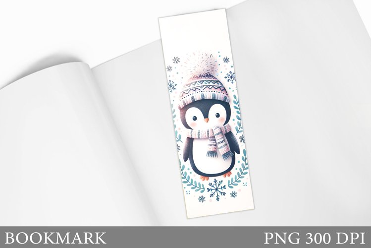 Cute Penguin Bookmark Sublimation. Christmas Bookmark Design example image 1