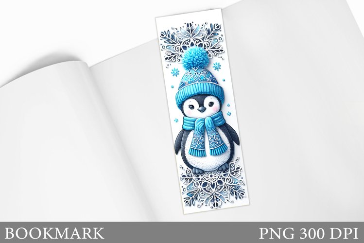 Cute Penguin Bookmark Sublimation. Christmas Bookmark Design example image 1