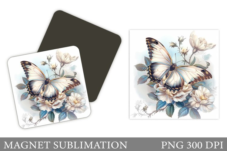 Butterfly Magnet Design. Flowers Magnet Sublimation example image 1