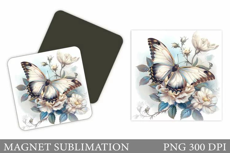 Butterfly Magnet Design. Flowers Magnet Sublimation