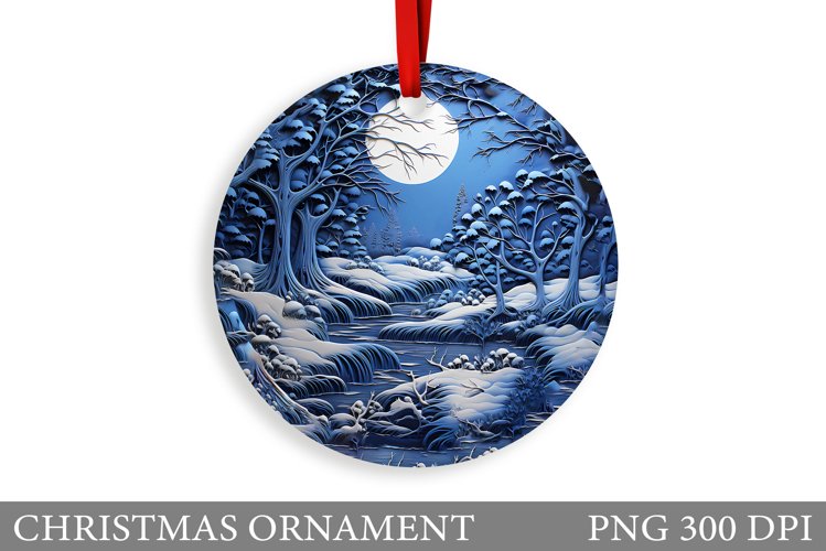 Landscape Christmas Ornament. Winter Landscape Ornament