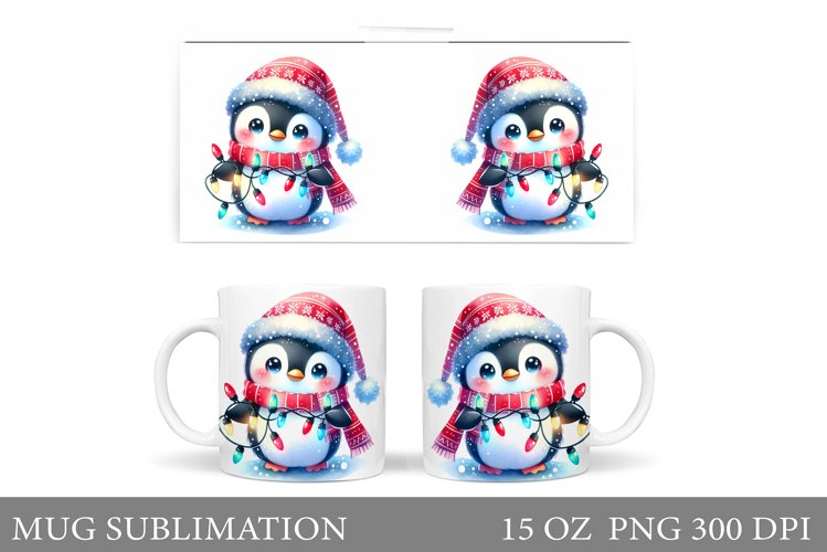 Christmas Penguin Mug Design. Christmas Mug Sublimation example image 1