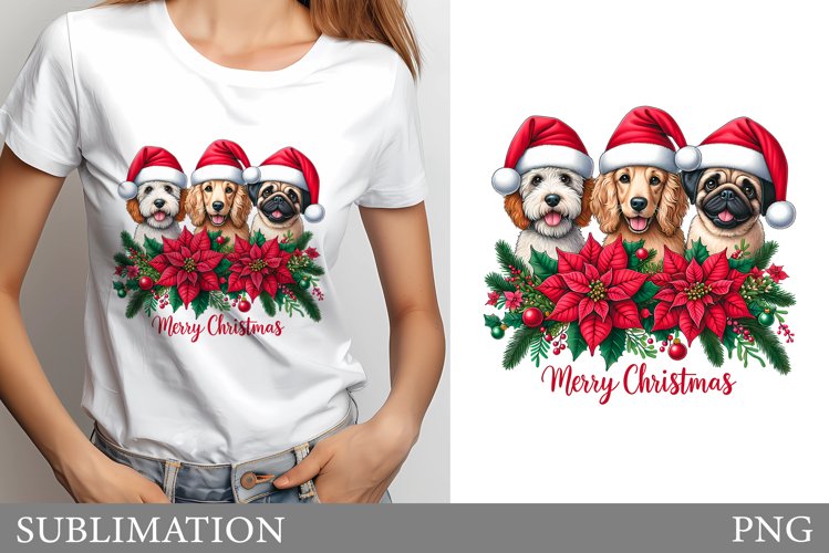 Christmas Dogs Sublimation. Christmas T-Shirt Sublimation